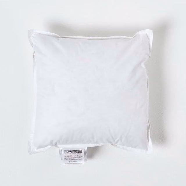 Homescapes White Duck Feather and Down Cushion Pad Insert, W/D/H: 35 x 35 x 35 cm