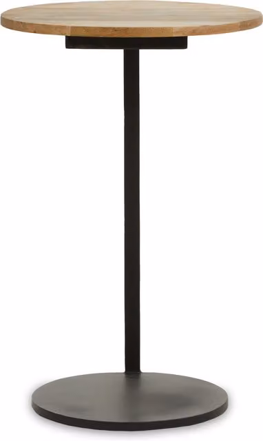 Interiors by Premier Corra Minimalist Side Table with Round Wooden Top in Black