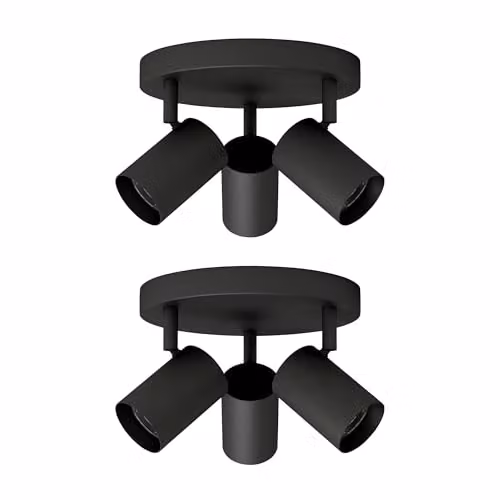 First Choice Lighting Eden Set of 2 Black Round Adjustable LED Bathroom Spotlights – 6