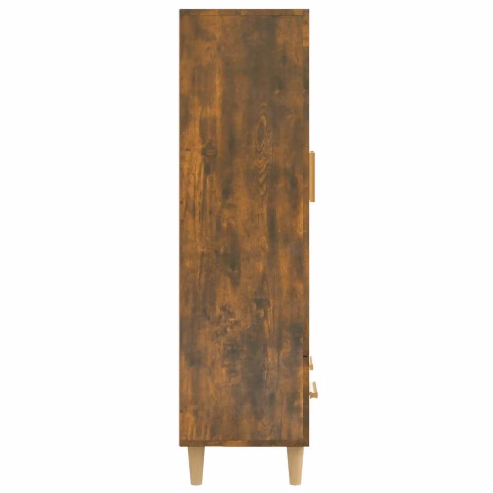 Berkfield Home Smoked Oak Highboard in Brown with Glass Doors, W/D/H: 70 x 31 x 115 cm – 4