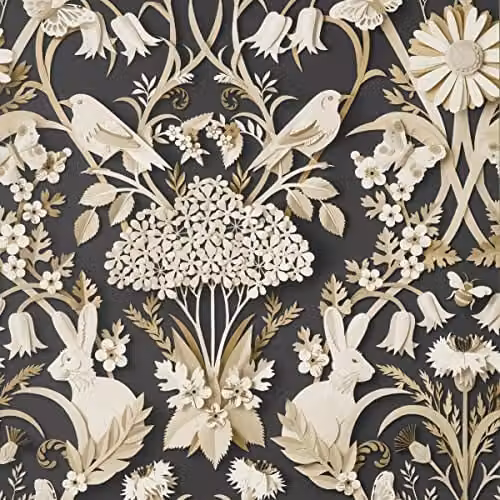 Fine Decor Woodland Charcoal Washable Nature Pattern Wallpaper in Grey