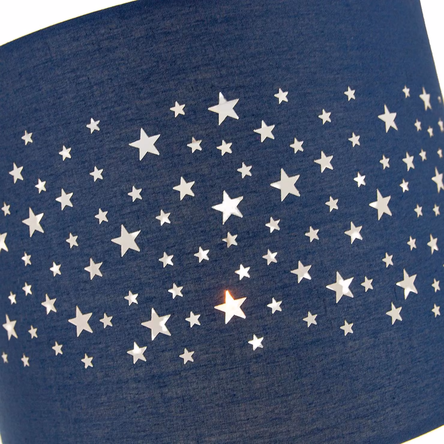 Happy Homewares Blue and Silver Stars Cotton Childrens Bedside Table Lamp, Height: 23 cm – 5