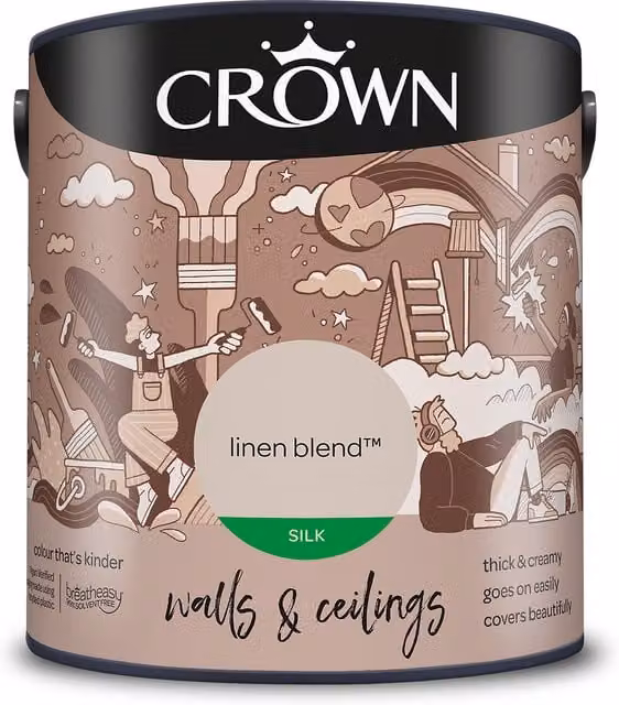 Crown Walls and Ceilings Silk Emulsion Paint Beige 2.5l – 1