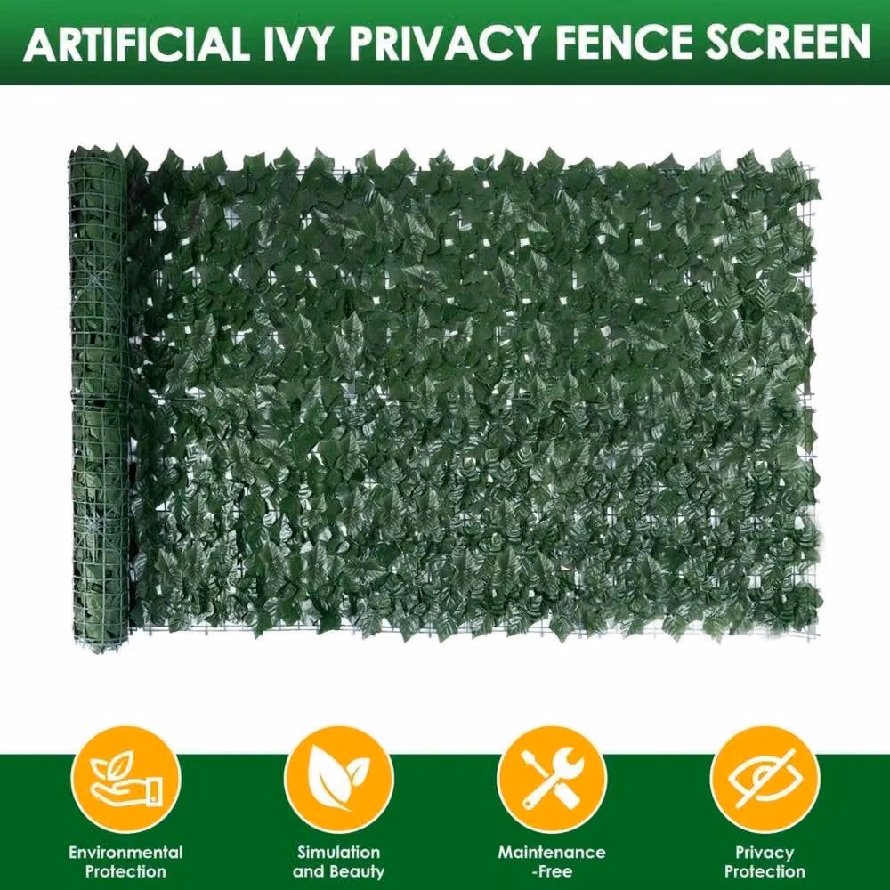 NESTLUNE Artificial Green Garden Hedge Privacy Wall, W: 100 cm, H: 15 cm – 4