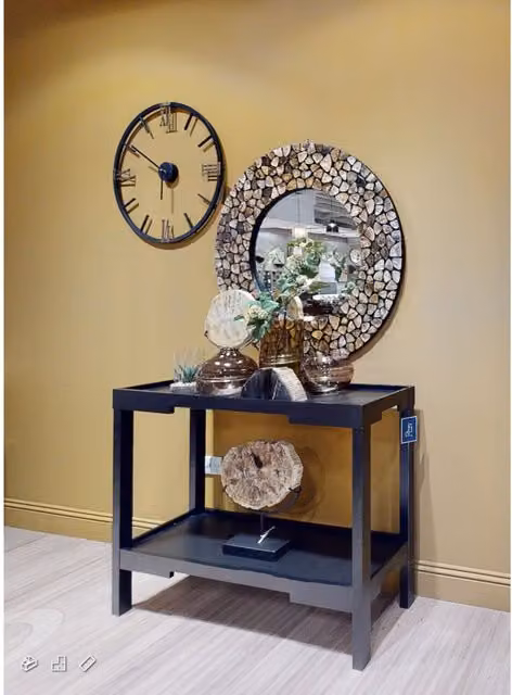 Fifty Five South Orsina Round Black Metal Wall Clock, Diameter: 70 cm