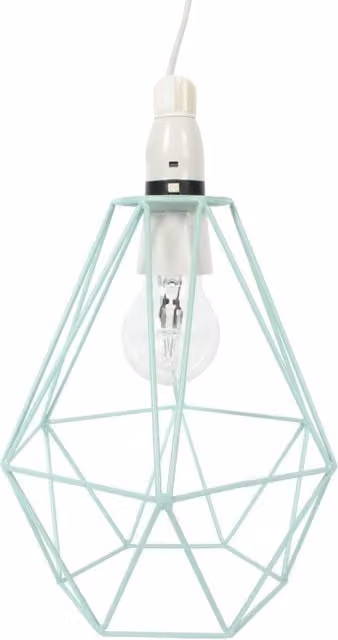 KDMK Modern Geometric Metal Lantern Lamp Shade in Blue and Green, W/D/H: 24.0 x 19.0 x 19.0 cm