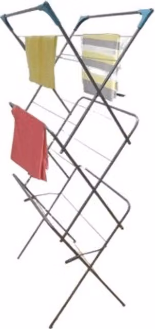 SupaHome Heavy Duty 3 Tier Foldable Indoor Outdoor Clothes Airer in Silver Coated Steel