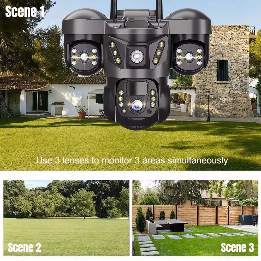 NESTLUNE 15MP 3 Lens Solar WiFi PTZ Security Camera with 10X Zoom, Black – 4