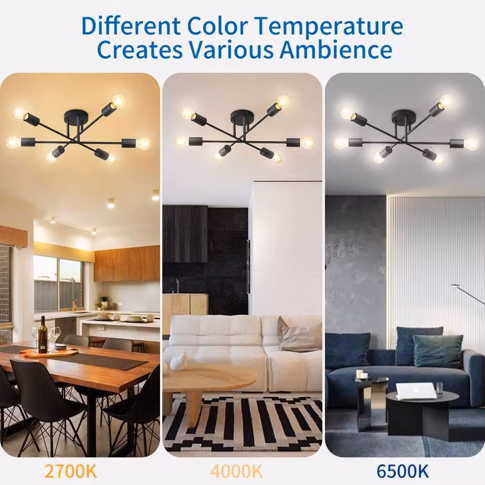 COMELY Sputnik 6-Light Black Metal Flush Mount Ceiling Light with E27 Sockets – 5