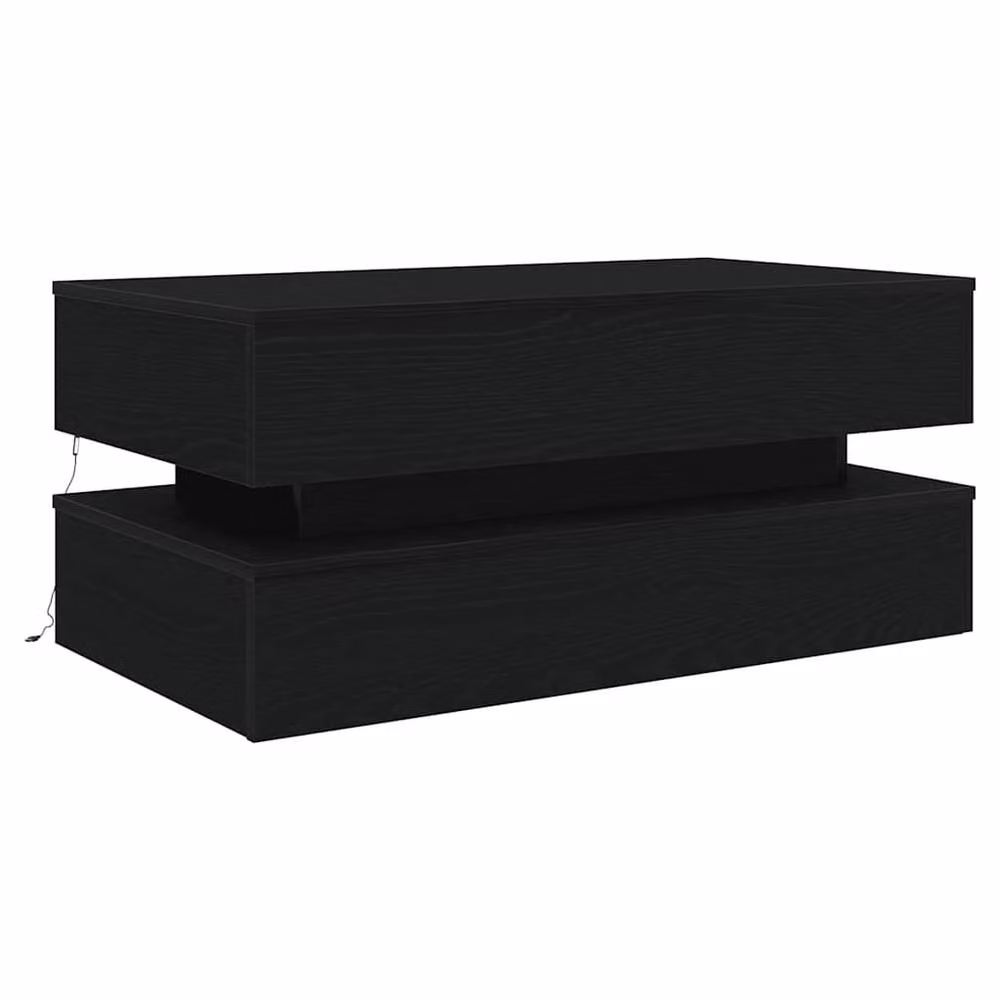 Berkfield Home Modern Black Oak Coffee Table with LED Lights and Lift Mechanism W/D/H: 90 x 50 x 40 cm – 3