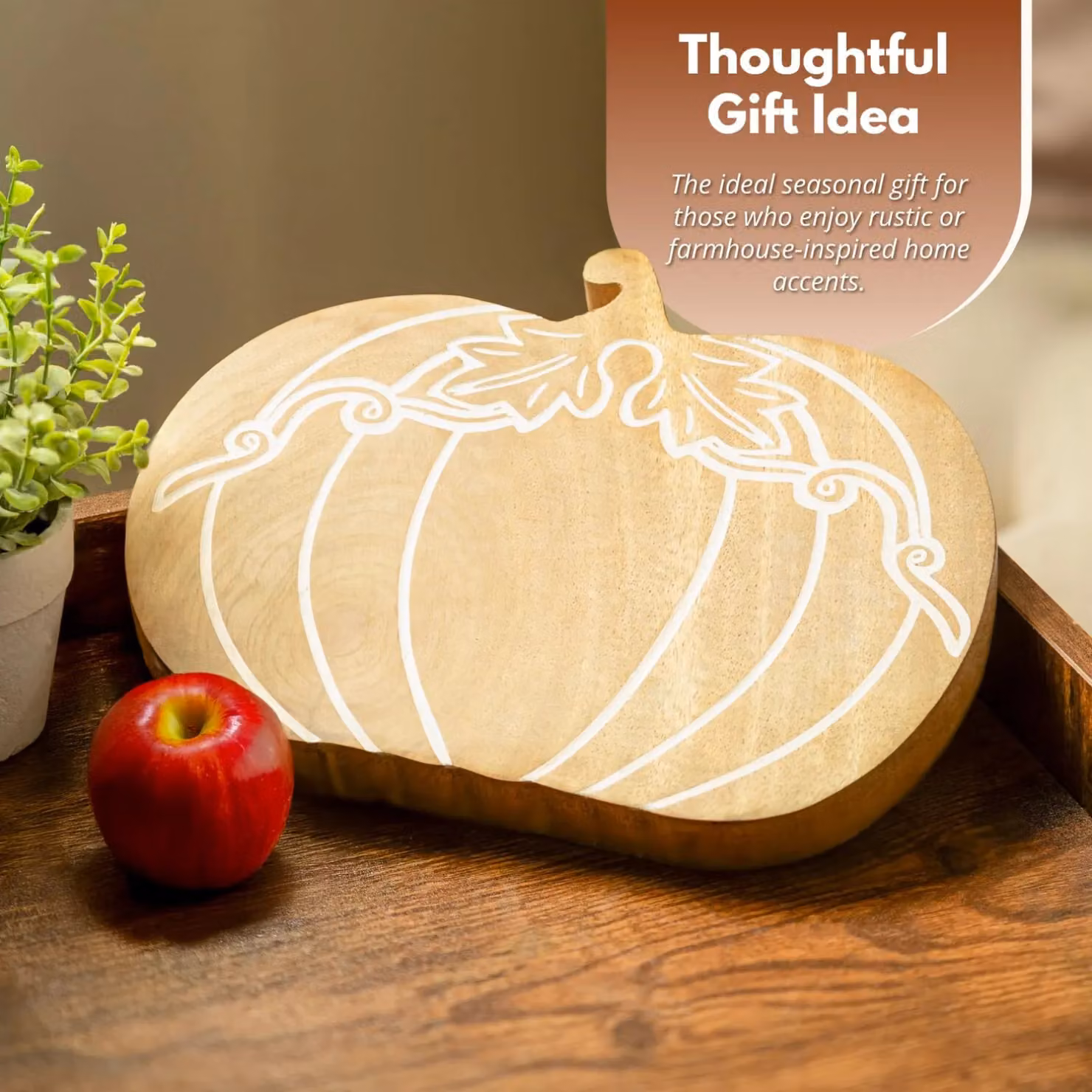 Marco Paul Rustic Wooden Pumpkin Autumn Decoration in Beige, 25 cm – 8