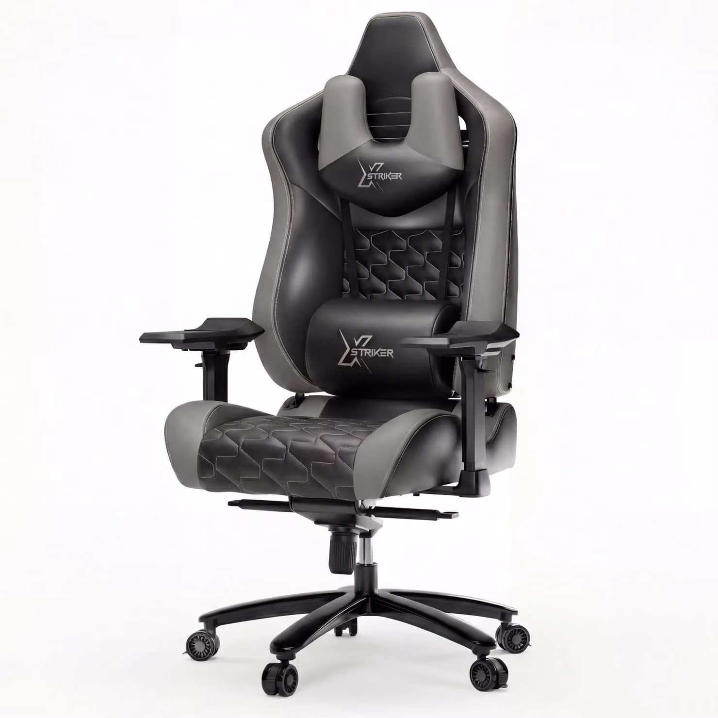 Xstriker Ergonomic Grey Gaming Chair with Synthetic Leather, Headrest and Armrests