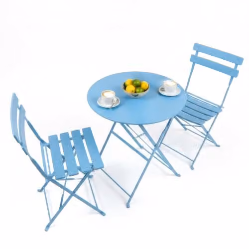 Harbour Housewares 2 Seater Bistro Garden Furniture Set in Blue – 1