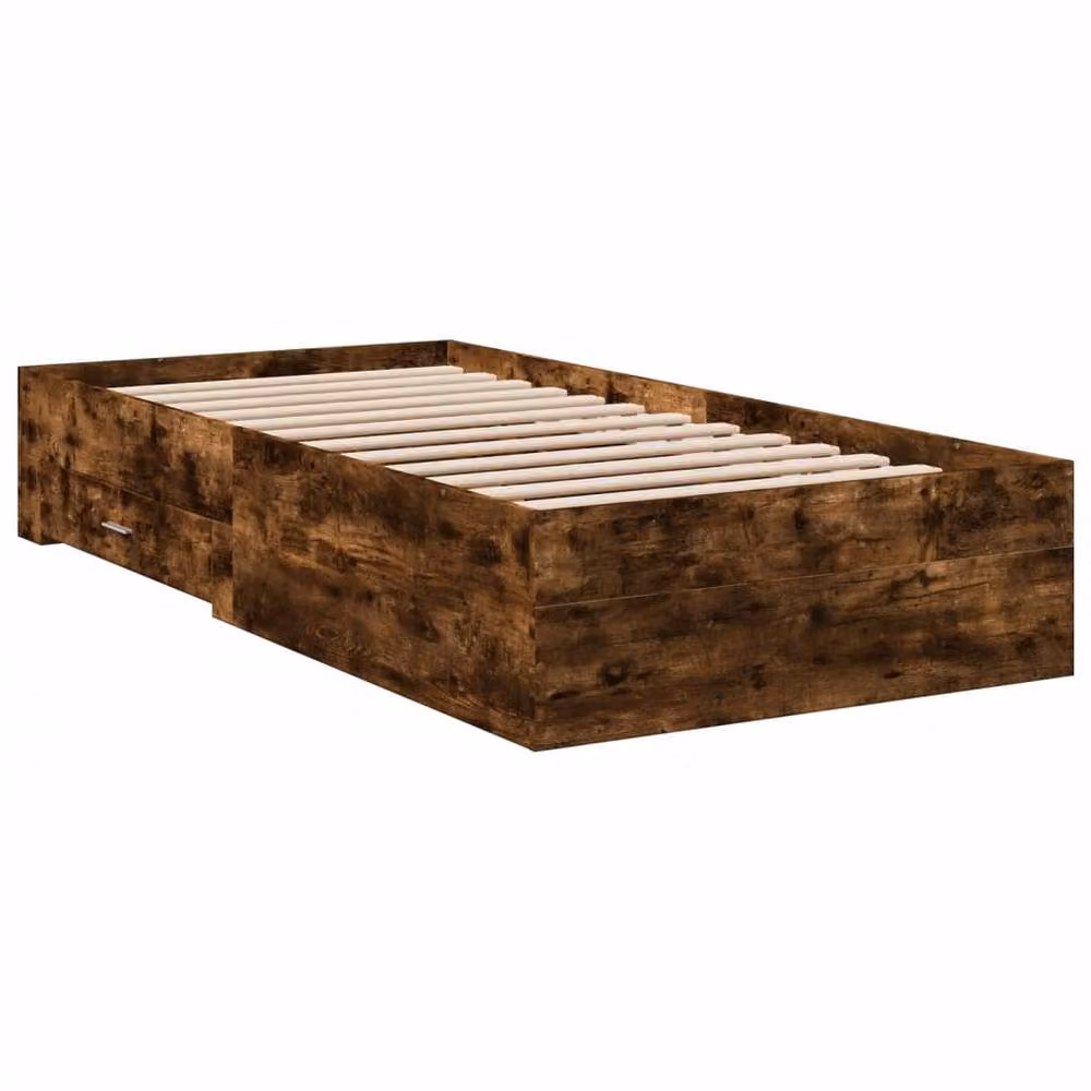 Berkfield Home Modern Bed Frame with Drawers in Smoked Oak Brown, W/D/H: 90 x 200 cm – 3