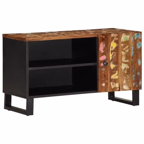 vidaXL TV Cabinet in Brown Mango and Engineered Wood, W/D/H: 80 x 33 x 46 cm