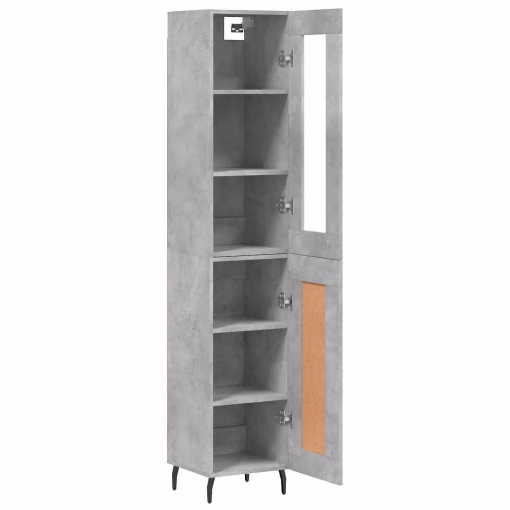 Berkfield Home Highboard in Grey with Glass Doors, H 180 x W 34.5 x D 34 cm – 3