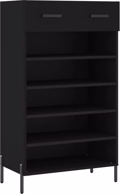 Berkfield Home Industrial Black Shoe Cabinet with Doors and Drawers, W/D/H: 60 x 35 x 105 cm