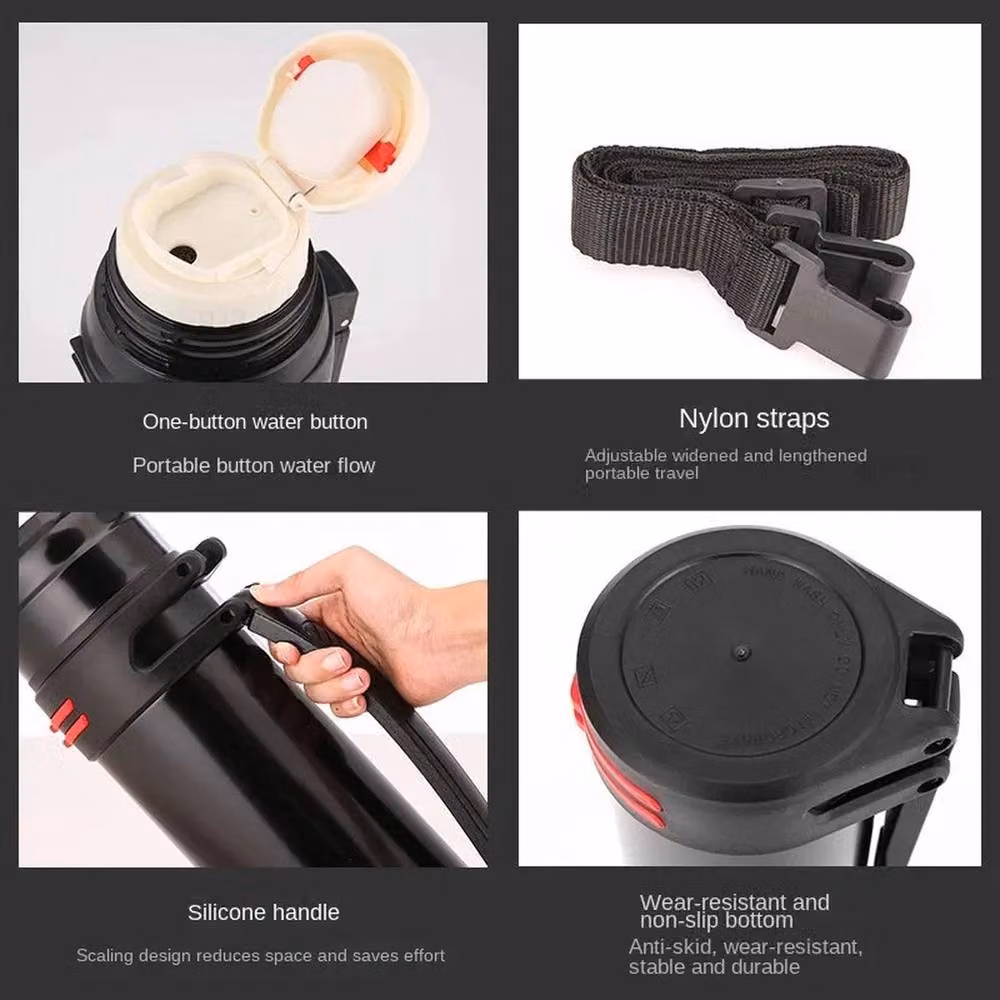 EONLION Stainless Unbreakable Vacuum Handle Drinks Bottle in Black, 100 ml – 3