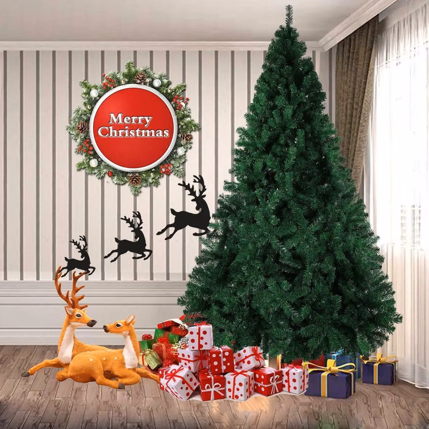 Shatchi 4ft Green Pine Christmas Tree with Classic Pine Tips – 4