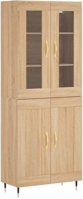 Berkfield Home Sonoma Oak Highboard in Light Tan Beige, W/D/H: 69.5 x 34 x 180 cm – 1