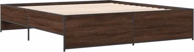 Berkfield Home Durable Bed Frame in Brown Oak, W/D/H: 200 x 40.5 x 203 cm