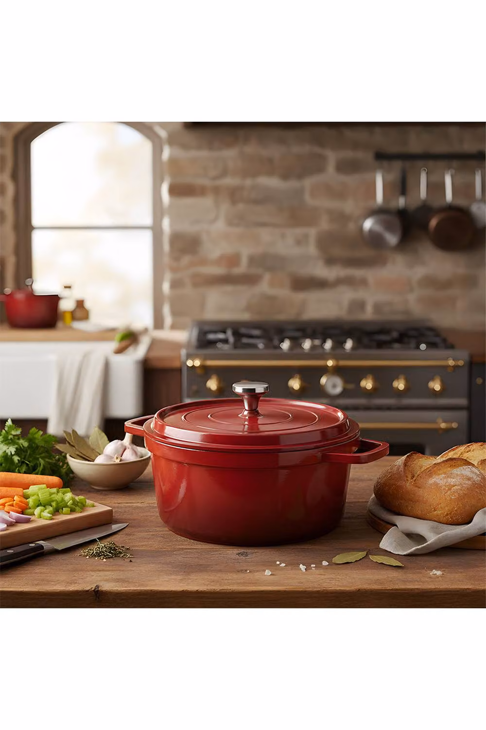 Living and Home Red Non-Stick Enamel Cast Aluminium Dutch Oven Casserole Pot, 2.75/4.75 l – 2