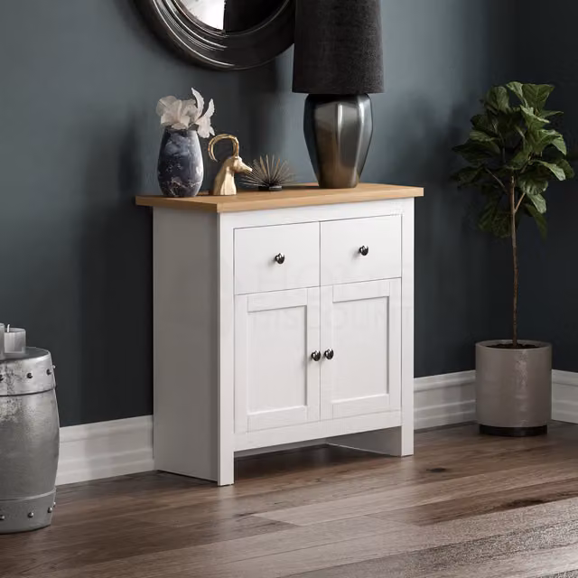 Vida Designs Arlington 2 Door 2 Drawer Sideboard in White and Silver