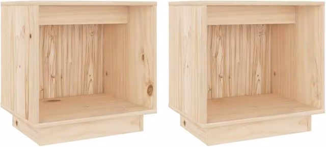 Berkfield Home Set of 2 Solid Wood Pine Bedside Cabinets in Light Brown, W/D/H: 40 x 30 x 40 cm