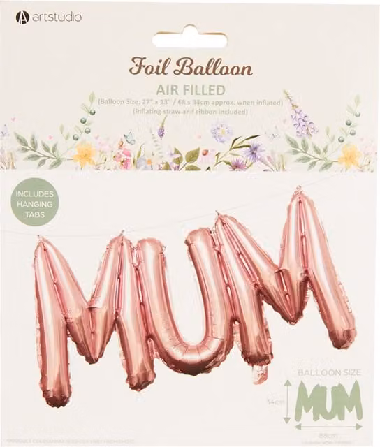 Art Studio Pink Mum Foil Balloon Letter Banner for Mothers Day