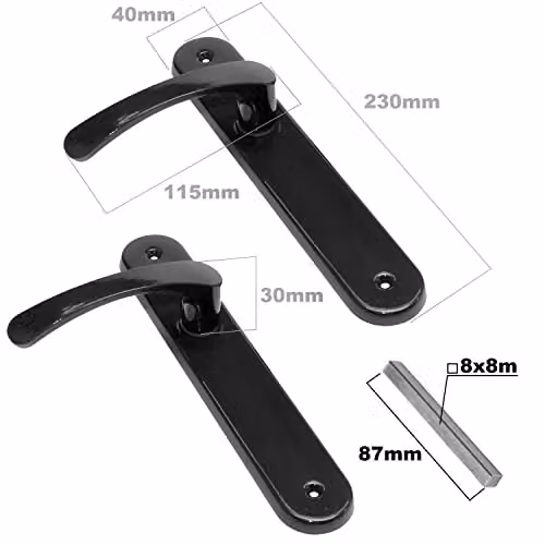 Sola Matt Black Interior Door Handle Set with Sleek Lever Design and Backplate – 2