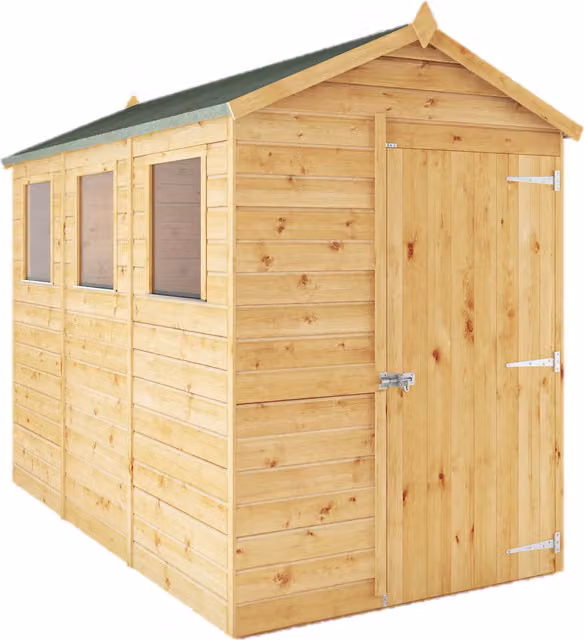 Waltons Brown Wooden Garden Shed with Windows, Shiplap Apex Tongue and Groove Design, W: 274.32 cm, D: 152.4 cm, H: 152.4 cm