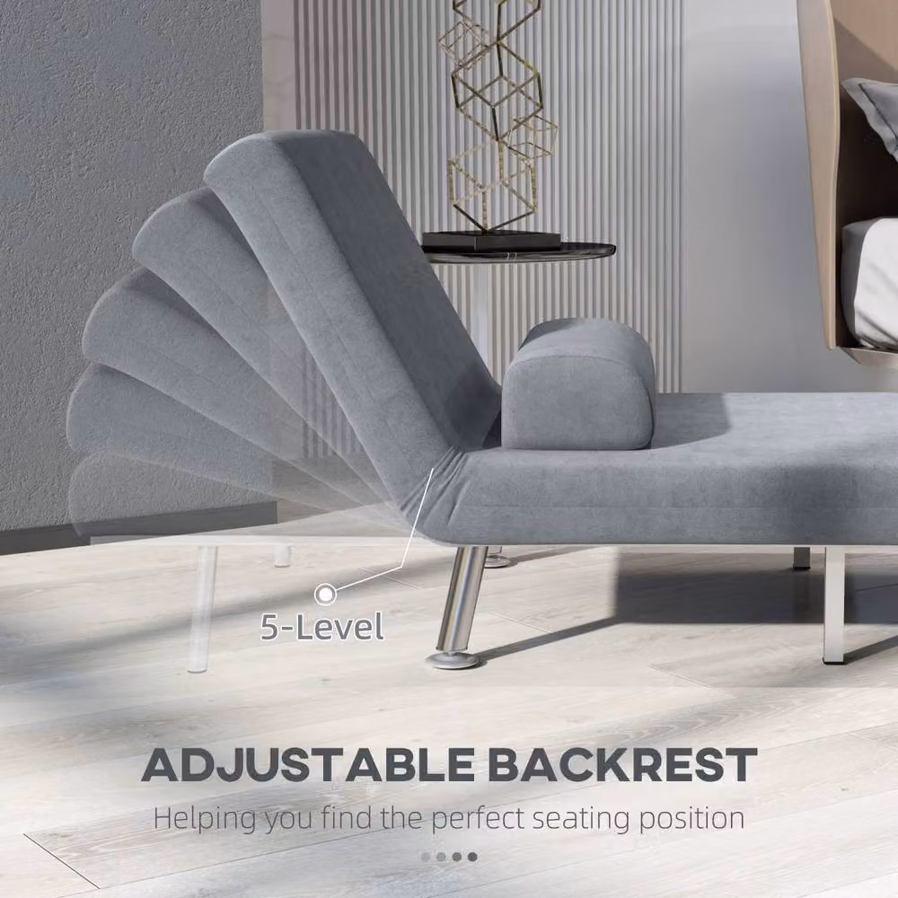 Wyld Haus Noso Grey Velvet Single Sleeper Chair with Metal Frame – 5