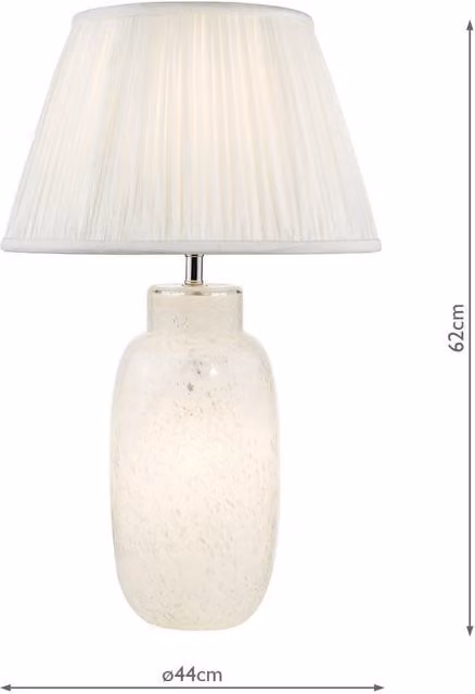 Dar Lighting White and Chrome Touch Table Lamp with Glass Cylinder Shade and E27 Bulb Replacement Capability