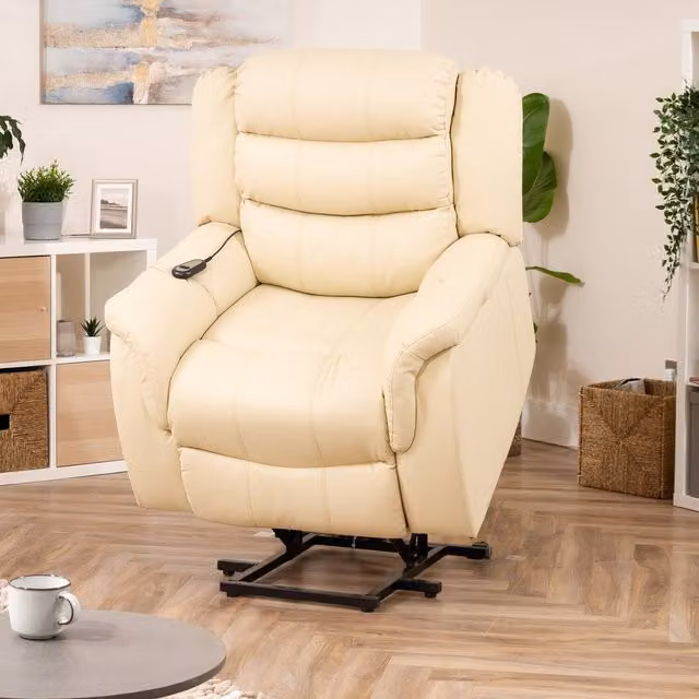 Artemis Home Almeira Electric Riser Recliner with Massage and Heat in Cream
