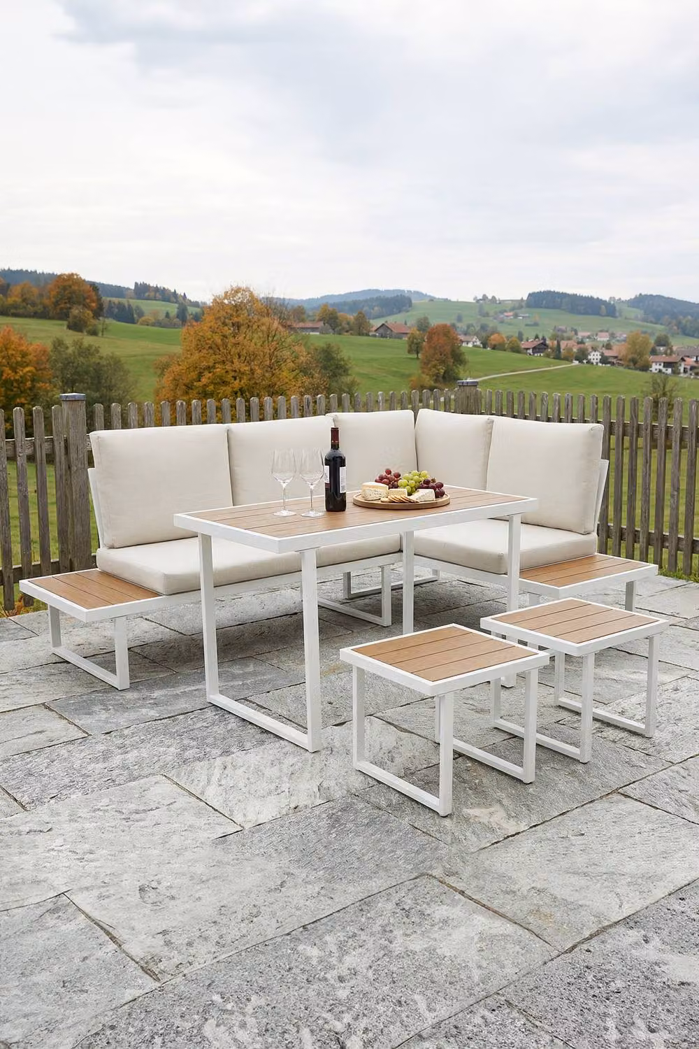 More4Homes Amalfi 6 Seater Corner Garden Dining Set with Table in Beige – 2