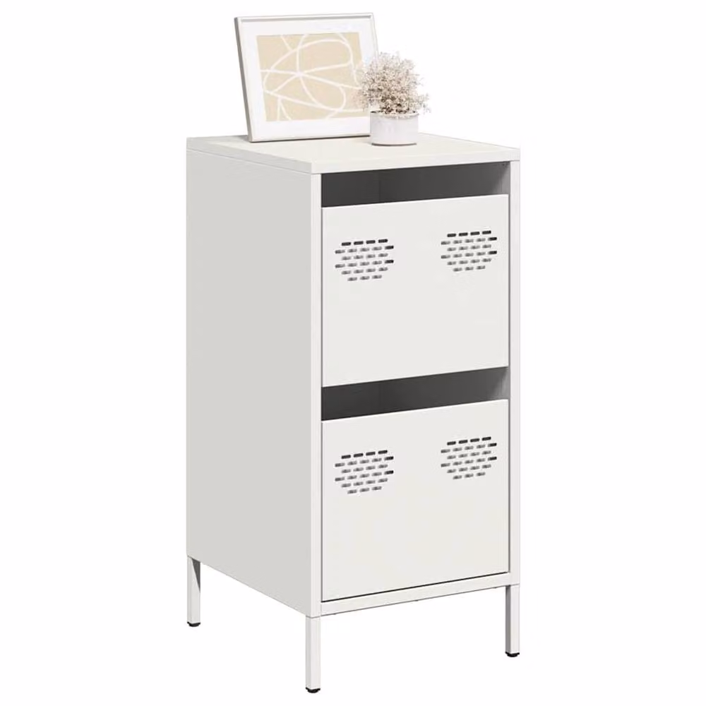 Berkfield Home White Matt Metal Sideboard W/D/H: 35 x 39 x 73.5 cm – 2