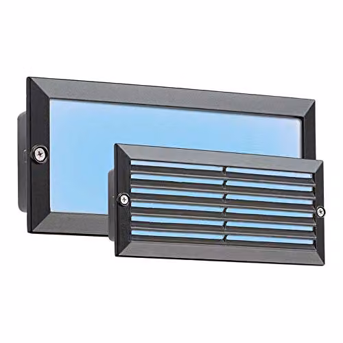 Netlighting Blue LED Recessed Brick Light with Black Fascia, Aluminium and Glass, IP54, 5W