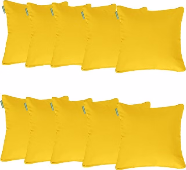 Gardenista Yellow Plain Square Outdoor Scatter Cushions, Set of 10