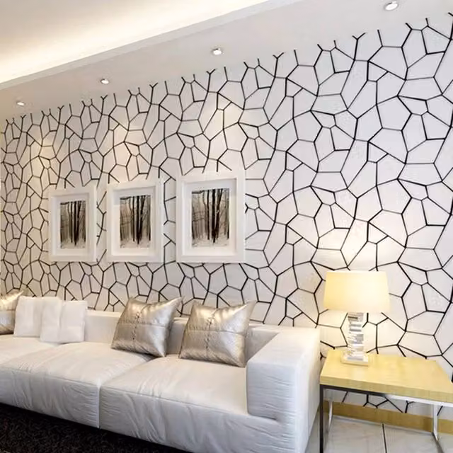 KORVIXA Black and White 3D Geometric Abstract Matt Wallpaper