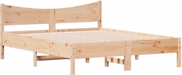 Berkfield Home Beautiful Solid Wood Pine Bed Frame in Beige, W/D/H: 160 x 200 x 74 cm – 1