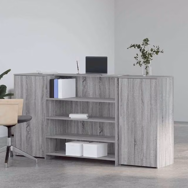 Berkfield Home Grey Sonoma Reception Desk, W: 200 cm, D: 50 cm, H: 103.5 cm – 1