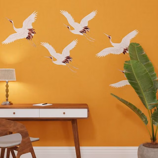 Superfresco Easy Cranes in Flight Ochre Mural in Yellow W: 3 m, H: 2.8 m