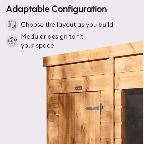 Powersheds Premium Pent Security Garden Wooden Shed in Brown with 12mm Extra Thick Timber and Toughened Glass, W: 260.4 cm, D: 240.4 cm, H: 186.4 cm – 2