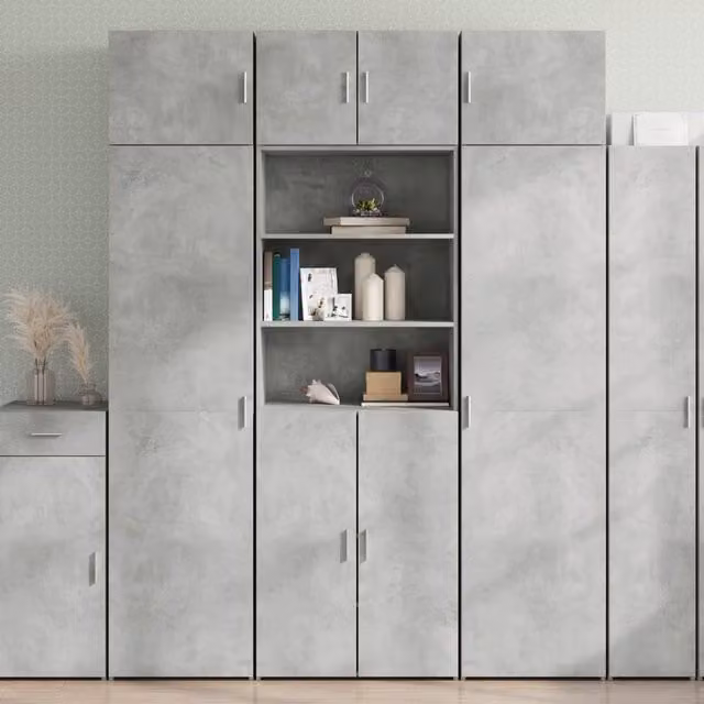 Berkfield Home Freestanding Storage Cabinet in Grey, W/D/H: 70 x 42.5 x 225 cm