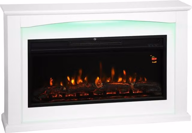 HOMCOM 2000W 5118 BTU Faux Flame Fireplace in White