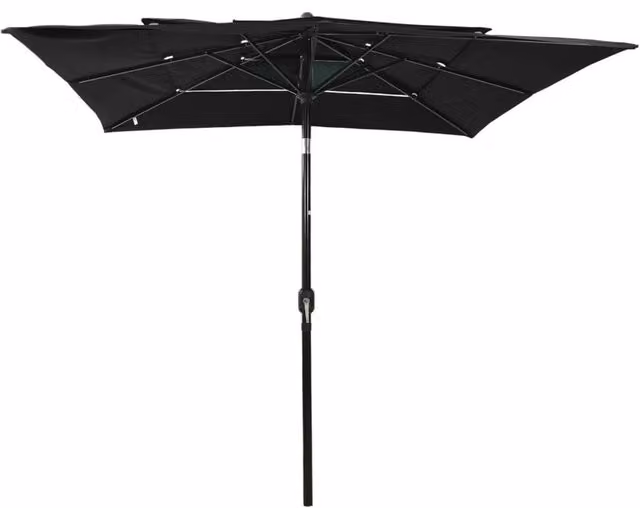 Berkfield Home 3-Tier Parasol with Aluminium Pole, Black, W: 250 cm, D: 250 cm, H: 260 cm