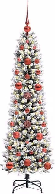 Berkfield Home Artificial Christmas Tree with 150 LEDs, Green and White, H 120 cm x W 48 cm x D 48 cm