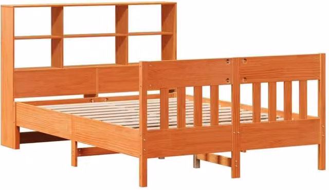 Berkfield Home Beautiful Solid Wood Bed Frame in Wax Brown with Side Compartments, W/D/H: 160 x 200 x 110 cm – 1