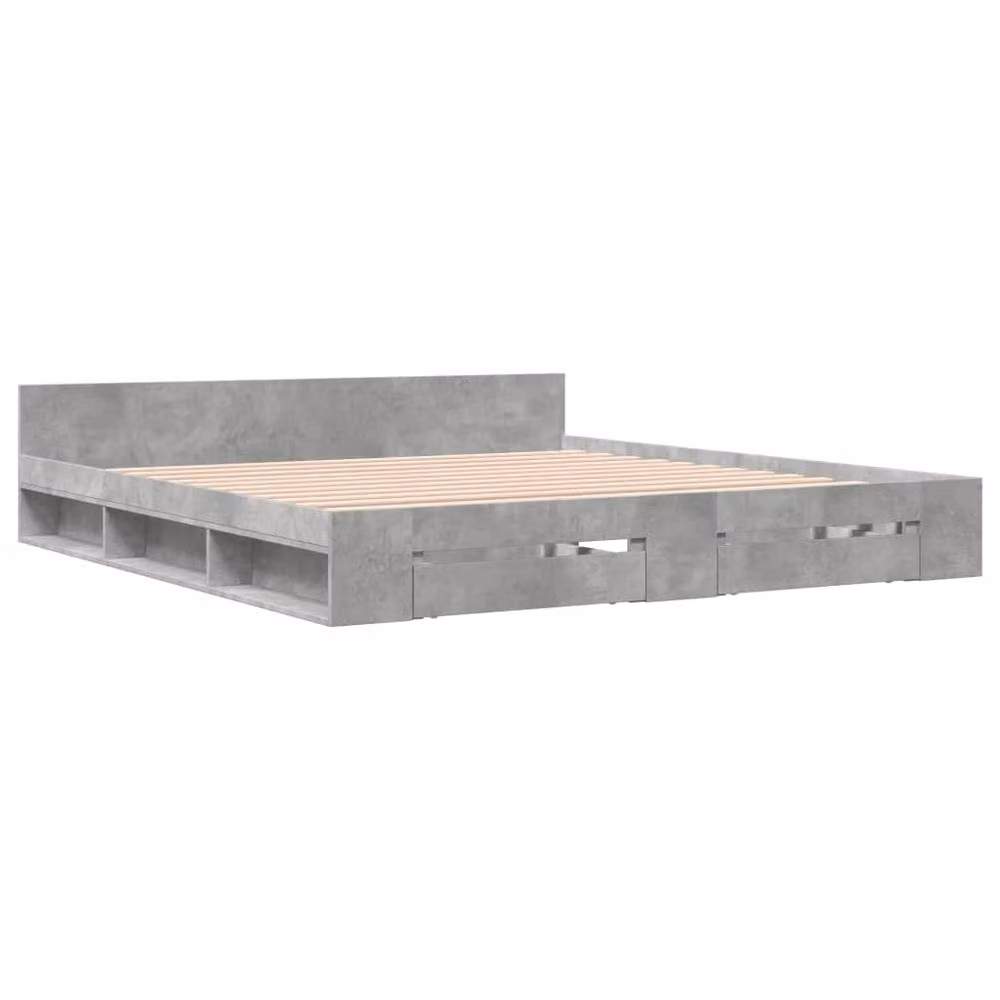 Berkfield Home Super King Bed Frame with Drawers, Concrete Grey, W/D/H: 180 x 200 cm – 3