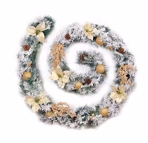 Best Artificial Frosted Gold Christmas Garland, 270 cm